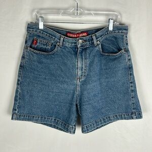 Vintage 90s Y2K Guess Jean High Rise Medium Wash Denim Shorts -Size 32